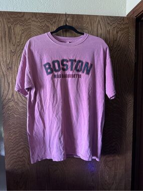 Comfort Colors Pink Boston Massachusetts Graphic Tee